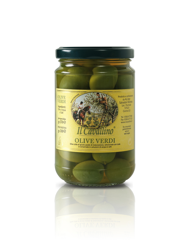 Green olives in brine
6 jars of 310 gr.